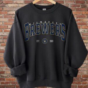 Black  Milwaukee Sweatshirt Vintage 90s Style Baseball Crewneck